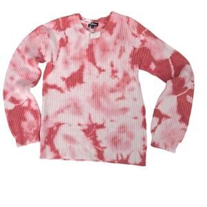 NWT Freshman 1966 Girls Tie Dye Pink White Knit Sweater Medium  8 NWT